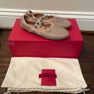 Valentino Garavani Rockstud Leather Ballerina Flats.